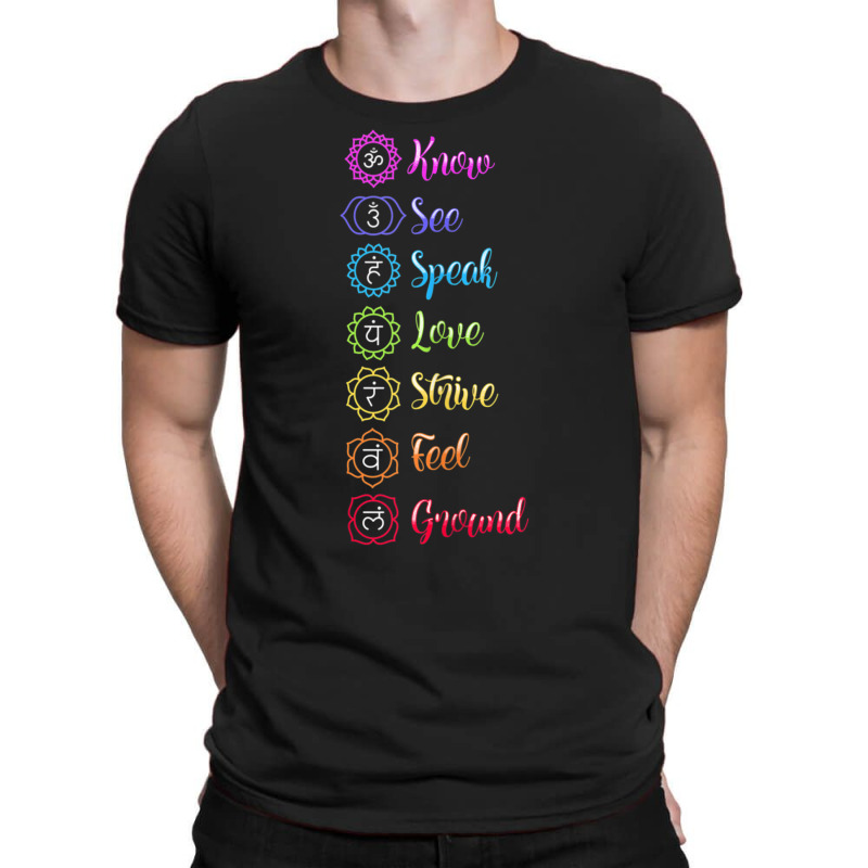 Seven Chakra Om Yoga T-Shirt by cm-arts | Artistshot