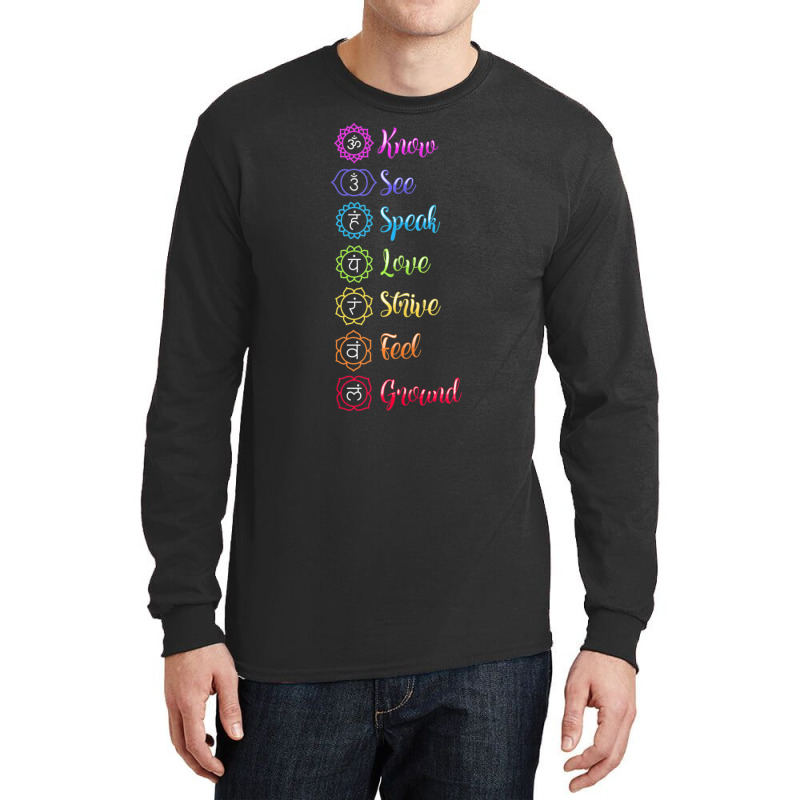 Seven Chakra Om Yoga Long Sleeve Shirts by cm-arts | Artistshot