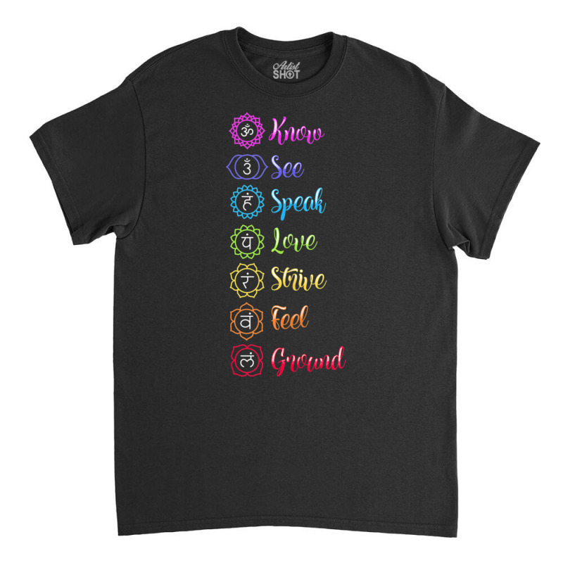 Seven Chakra Om Yoga Classic T-shirt by cm-arts | Artistshot