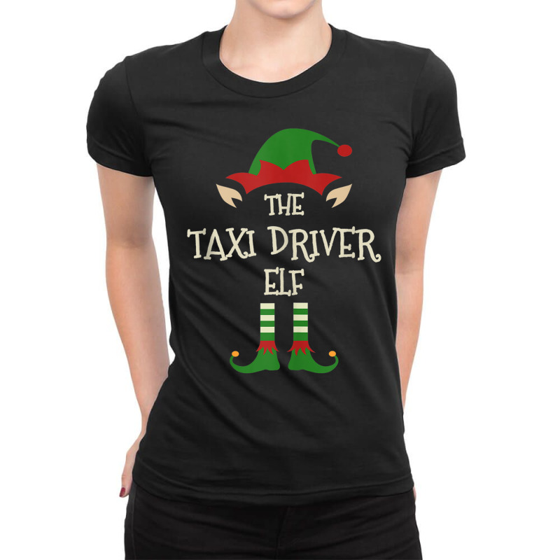 Taxi Driver Elf Funny Family Christmas Matching Group Xmas Tank Top Ladies Fitted T-Shirt by cm-arts | Artistshot