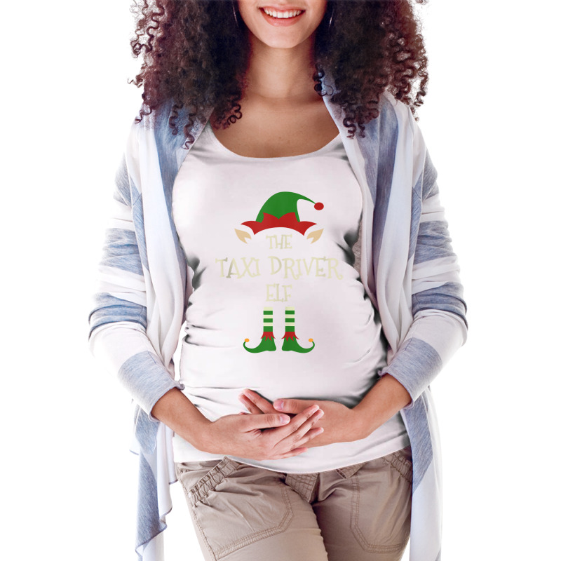 Taxi Driver Elf Funny Family Christmas Matching Group Xmas Tank Top Maternity Scoop Neck T-shirt by cm-arts | Artistshot