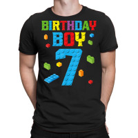 Master Builder 7th Birthday Boy 7 Seven Year Building Bricks T-shirt | Artistshot