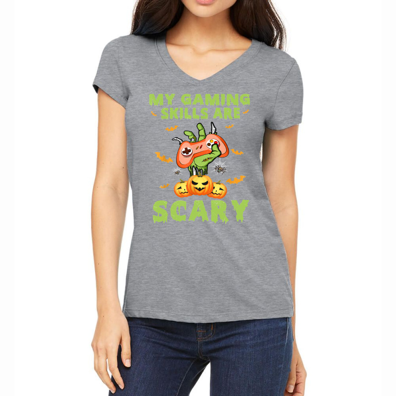 My Gaming Skills Are Scary Fun Halloween Game Lover Costume Women's V-Neck T-Shirt by thutrinh | Artistshot