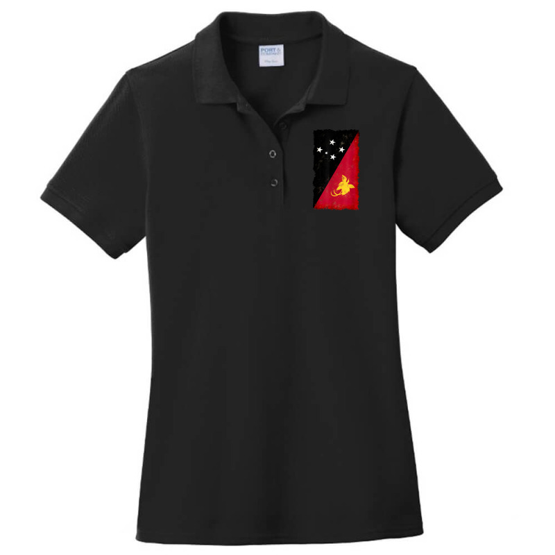 Distressed Papua New Guinea Flag National Pride Grunge Style Ladies Polo Shirt by Posh | Artistshot