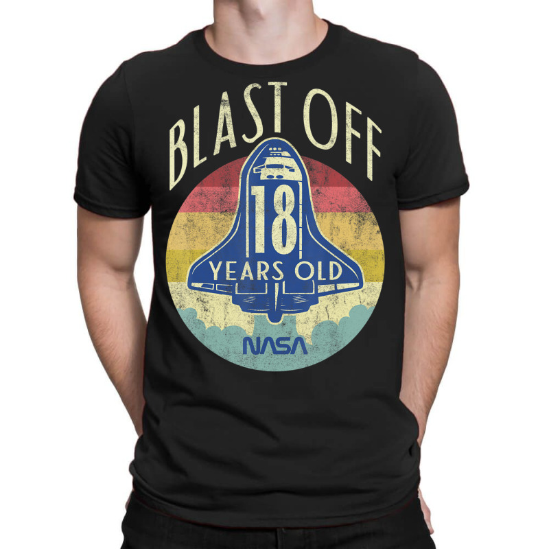 Space Shuttle Blast Off 18th Birthday Retro Portrait T-Shirt by ledo | Artistshot