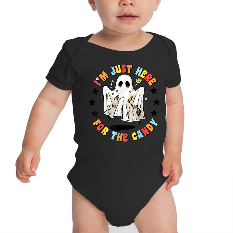 Funny I'm Just Here For The Candy Costume Halloween Ghost Baby Bodysuit by Posh | Artistshot