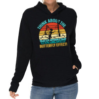 Butterfly Lover Gifts Retro Vintage Style Think About The Butterfly Ef Lightweight Hoodie | Artistshot