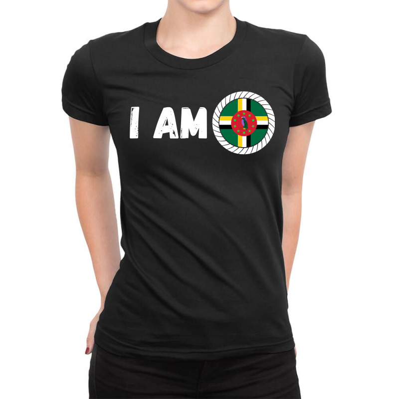 Half American Half Dominican Roots Usa Dominica Island Flag Long Sleev Ladies Fitted T-Shirt by cm-arts | Artistshot