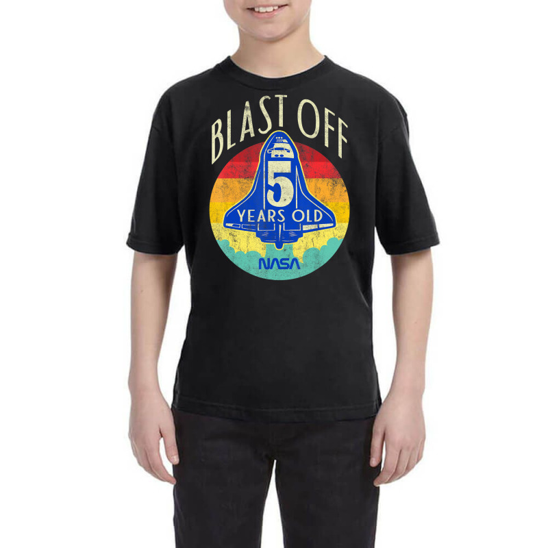 Space Shuttle Blast Off 5th Birthday Retro Portrait Youth Tee by ledo | Artistshot