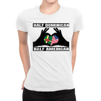 Half American Half Dominican Roots Usa Dominica Island Flag Tank Top Ladies Fitted T-shirt | Artistshot