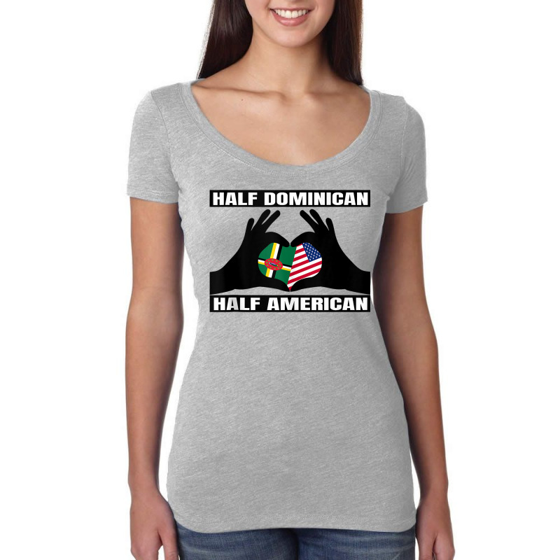 Half American Half Dominican Roots Usa Dominica Island Flag Tank Top Women's Triblend Scoop T-shirt by cm-arts | Artistshot