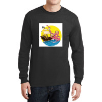 Cartoon Pirate Ship Giant Squid Attack! Long Sleeve Shirts | Artistshot