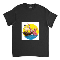 Cartoon Pirate Ship Giant Squid Attack! Classic T-shirt | Artistshot