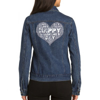 Happy Valentines Day Word Art Gift T  Shirt Happy Valentine's Day Word Ladies Denim Jacket | Artistshot