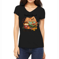 Thankful Blessed And Book Obsessed Fall Season Women's V-neck T-shirt | Artistshot