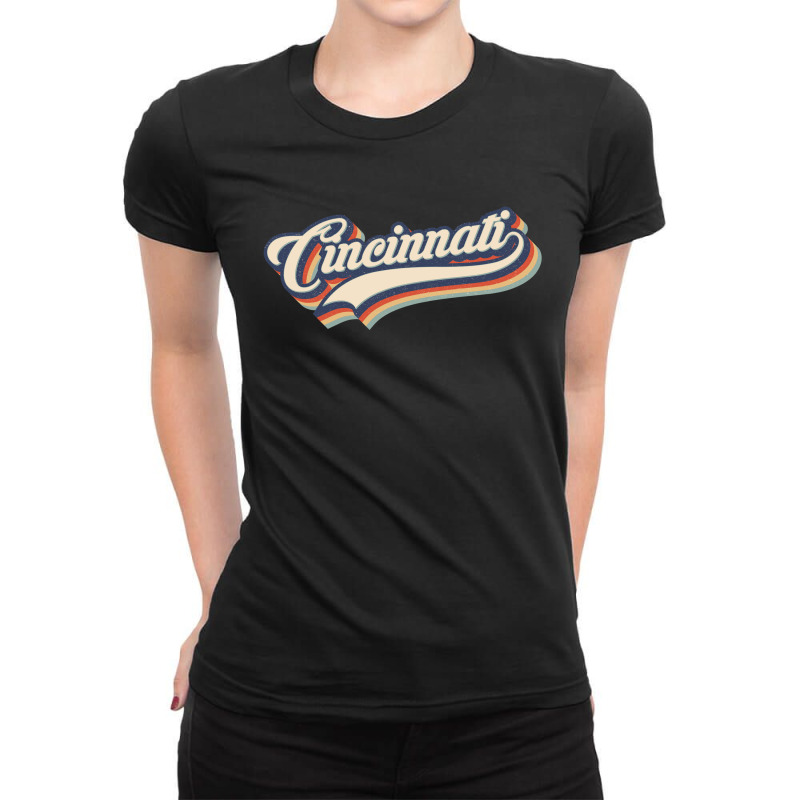 I Love Cincinnati City Usa Retro Vintage Ladies Fitted T-Shirt by HydraAntBoxing | Artistshot