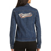 I Love Cincinnati City Usa Retro Vintage Ladies Denim Jacket | Artistshot