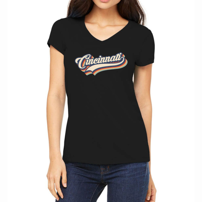 I Love Cincinnati City Usa Retro Vintage Women's V-Neck T-Shirt by HydraAntBoxing | Artistshot