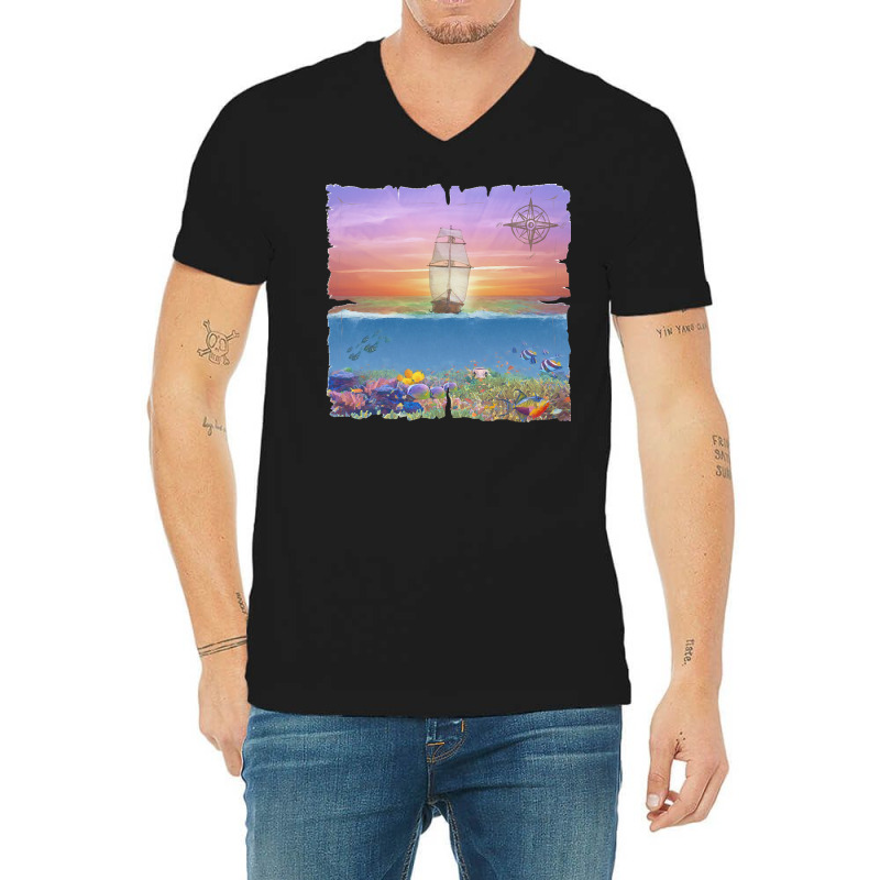 Sailing Ship T  Shirt Sunset Sail T  Shirt V-neck Tee | Artistshot