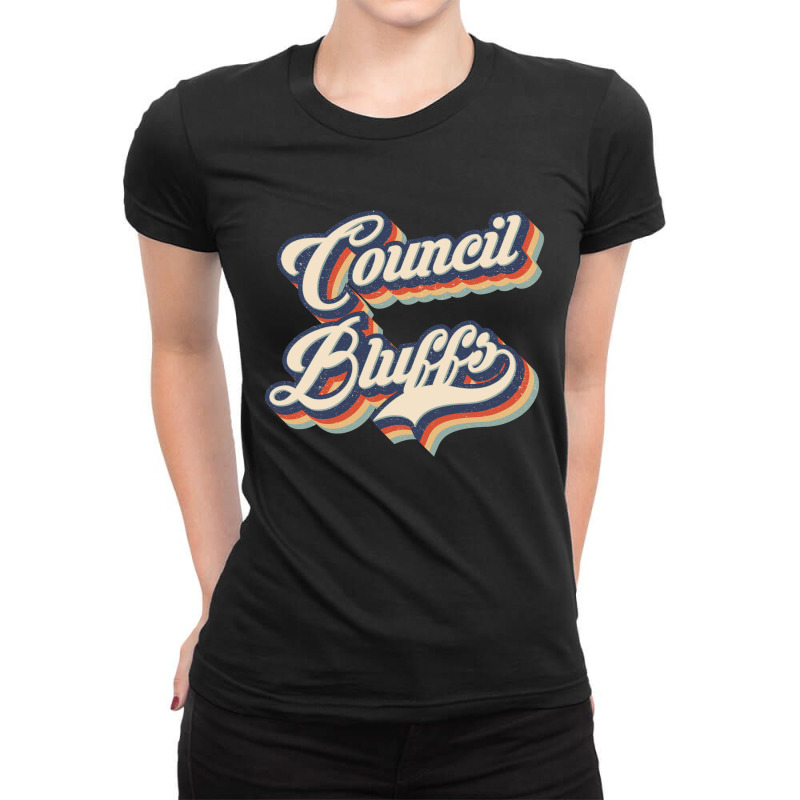 I Love Council Bluffs City Usa Retro Vintage Ladies Fitted T-Shirt by HydraAntBoxing | Artistshot