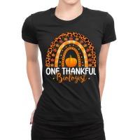 One Thankful Biologist Rainbow Boho Thanksgiving Biologist Ladies Fitted T-shirt | Artistshot