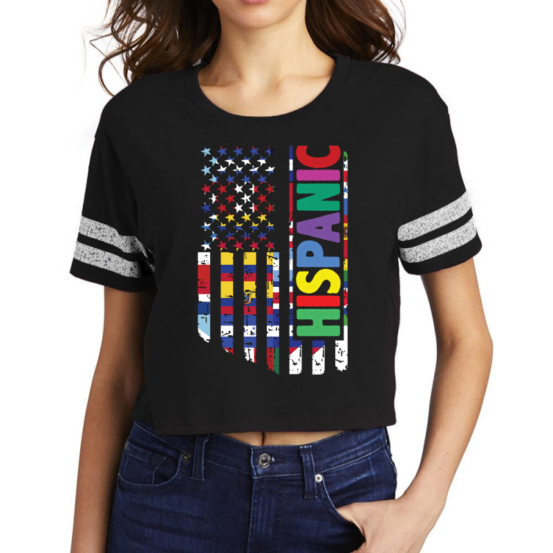 Usa And Latin American Countries Flag Hispanic Heritage Pullover Hoodi Scorecard Crop Tee by cm-arts | Artistshot