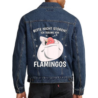 Ich Träume Von Flamingos Sleeping Shirt Nightdress Flamingo Men Denim Jacket | Artistshot