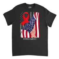 Hemophilia Awareness Vintage American Flag Red Ribbon T Shirt Classic T-shirt | Artistshot