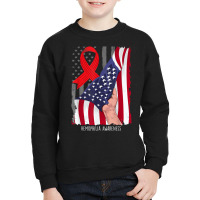 Hemophilia Awareness Vintage American Flag Red Ribbon T Shirt Youth Sweatshirt | Artistshot