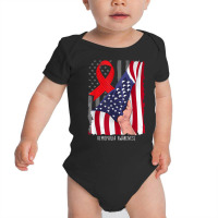 Hemophilia Awareness Vintage American Flag Red Ribbon T Shirt Baby Bodysuit | Artistshot