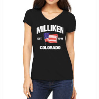 Milliken Colorado Co Usa Stars & Stripes Vintage Style Women's V-neck T-shirt | Artistshot