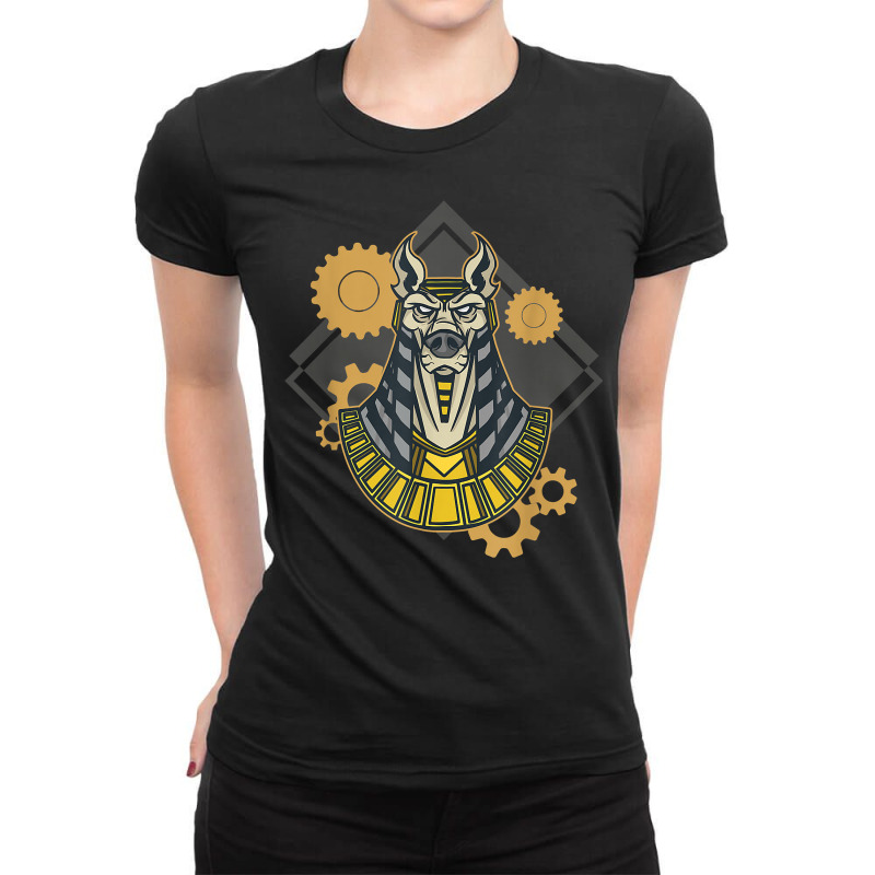 Vintage Steampunk Dog Egypt God Pharao Anubis T Shirt Ladies Fitted T-Shirt by cm-arts | Artistshot