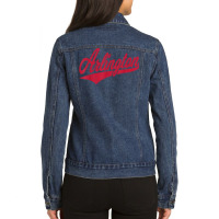 Arlington Texas Varsity Script Classic Sports Jersey Style T Shirt Ladies Denim Jacket | Artistshot