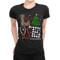 Christmas Tree Buffalo Plaid Love Cardiology Nurse Life Long Sleeve T Ladies Fitted T-shirt | Artistshot