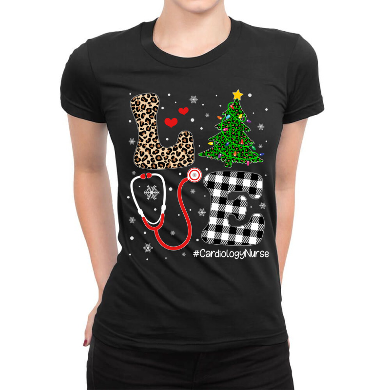 Christmas Tree Buffalo Plaid Love Cardiology Nurse Life Long Sleeve T Ladies Fitted T-Shirt by cm-arts | Artistshot