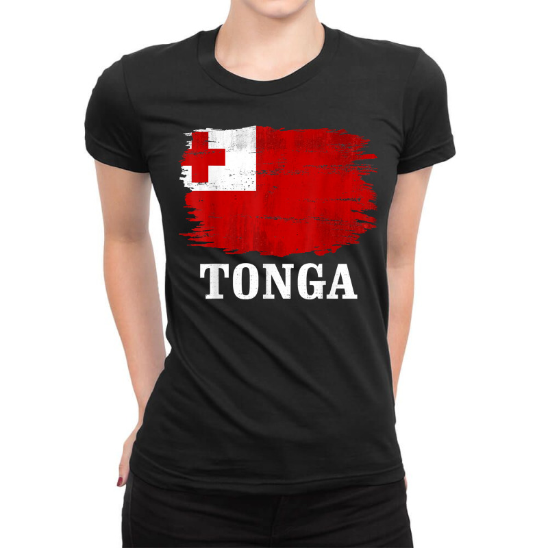 Vintage Tonga Flag For Tongan Gift T Shirt Ladies Fitted T-Shirt by cm-arts | Artistshot