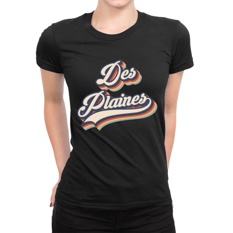 I Love Des Plaines City Usa Retro Vintage Ladies Fitted T-Shirt by HydraAntBoxing | Artistshot