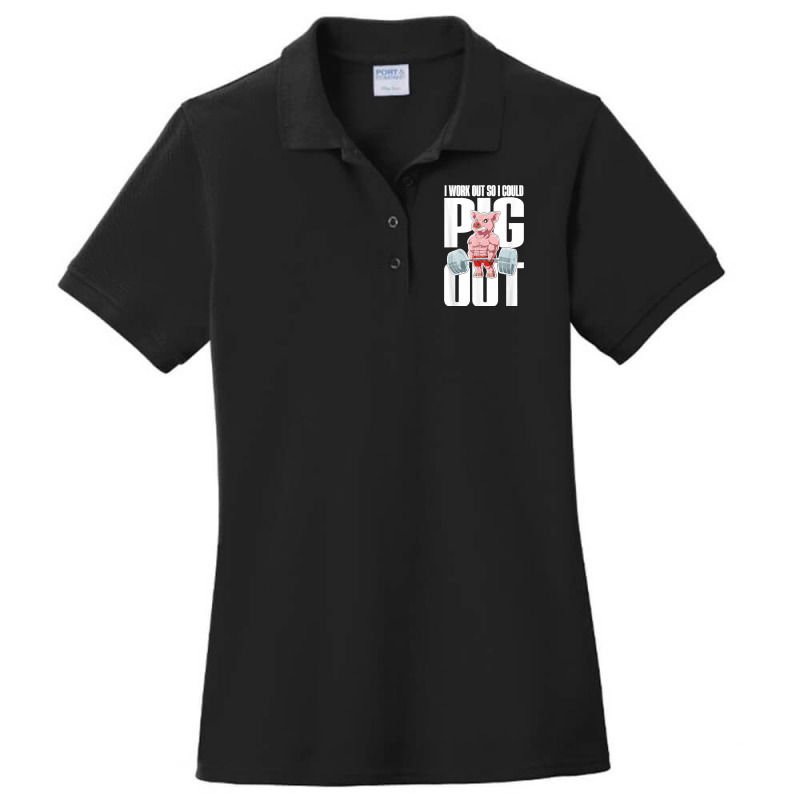 I Work Out So I Could Pig Out For A Animal Lover Pig Lover Ladies Polo Shirt by kevinnichols | Artistshot