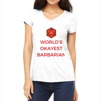 Worlds Okayest Barbarian With D20 Dice Women's V-neck T-shirt | Artistshot