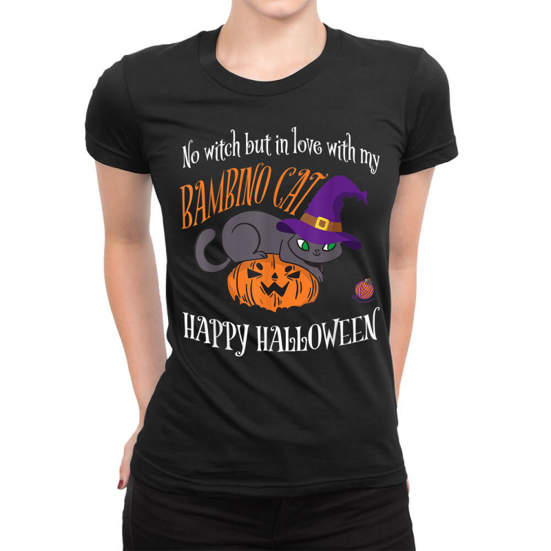 Bambino Cat   Cat Lover Not A Witch Funny Halloween Ladies Fitted T-Shirt by Fashzilla | Artistshot