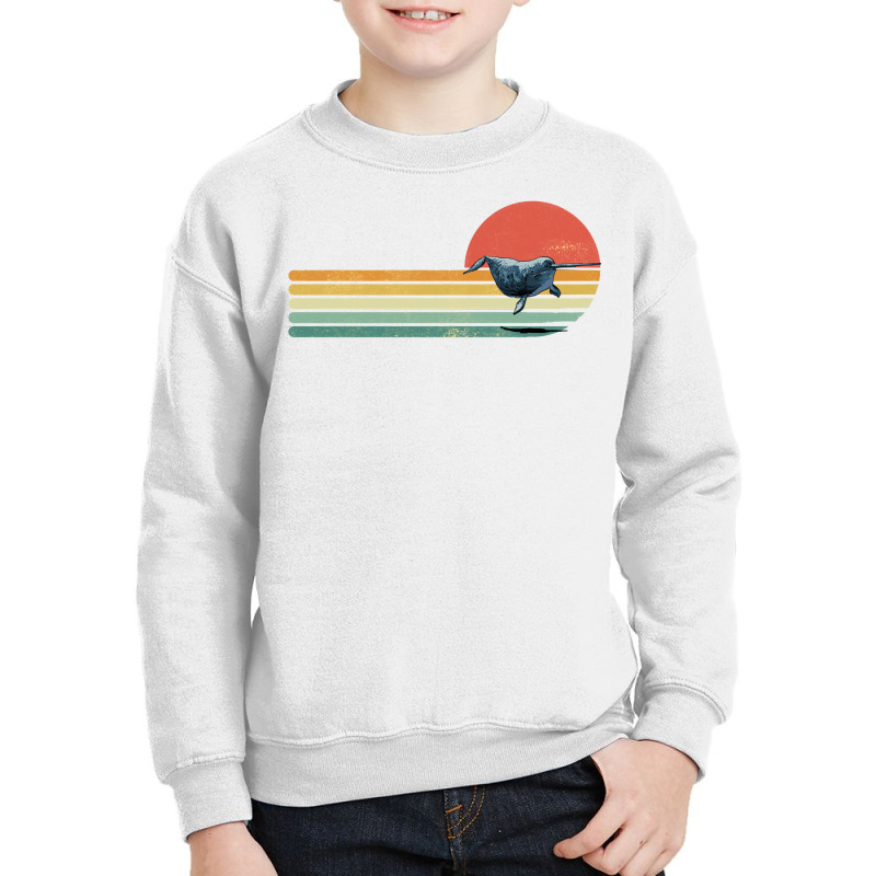 Retro Vintage Narwhal Whale Ocean Marine Mammal Sea Life Pullover Hood Youth Sweatshirt | Artistshot