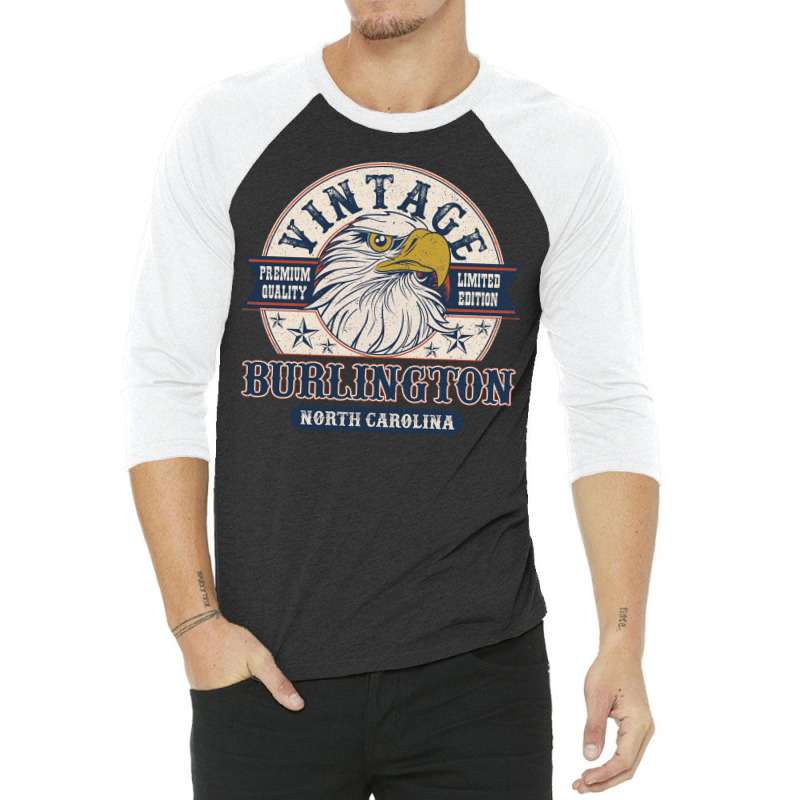 Retro Bald Eagle Burlington North Carolina Vintage Limited Edition 3/4 Sleeve Shirt | Artistshot