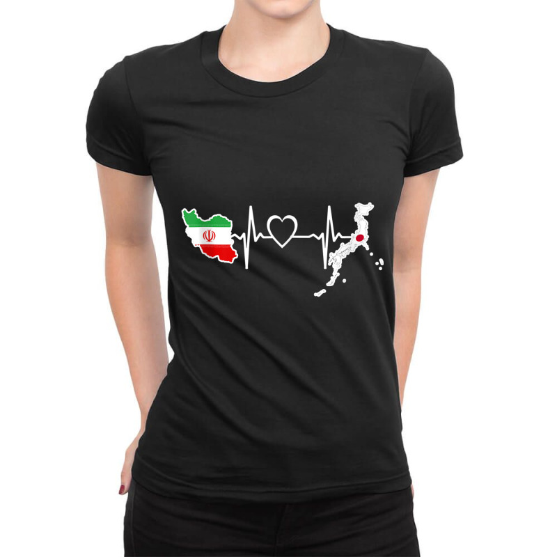 Iran Japan Flag Iranian Japanese Heartbeat Tank Top Ladies Fitted T-Shirt by cm-arts | Artistshot