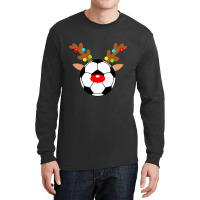 Christmas Reindeer Soccer Ball Design Sports Lover Long Sleeve Shirts | Artistshot