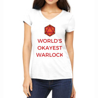 Worlds Okayest Warlock With D20 Dice Women's V-neck T-shirt | Artistshot