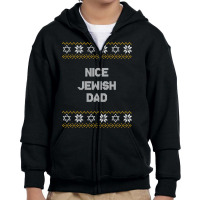 Nice Jewish Dad Ugly Hanukkah Sweater Chanukkah Jew Hannukah Youth Zipper Hoodie | Artistshot