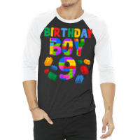 9th Birthday For Master Builder Boy 2013 Block Building Boys 3/4 Sleeve Shirt | Artistshot