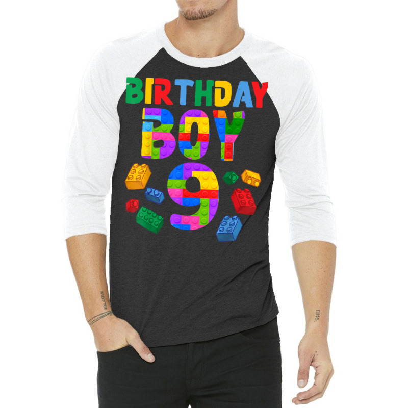 9th Birthday For Master Builder Boy 2013 Block Building Boys 3/4 Sleeve Shirt by Outpost | Artistshot