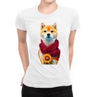 Flower Shiba Inu Ready To Moon Japanese American Aesthetic T Shirt Ladies Fitted T-shirt | Artistshot