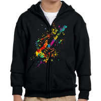 Musical Instrument Musician Music Rainbow Electric Guitar Youth Zipper Hoodie | Artistshot